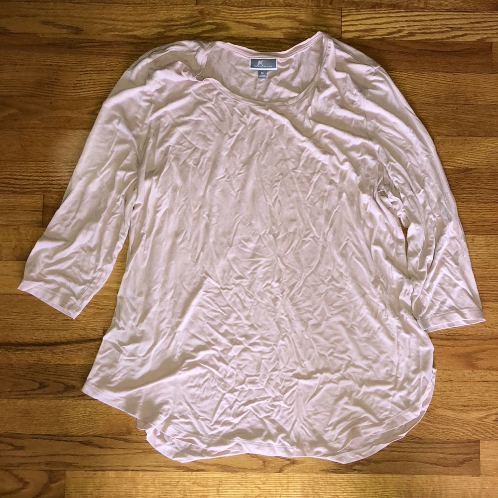 JM Collection basic long sleeve shift top